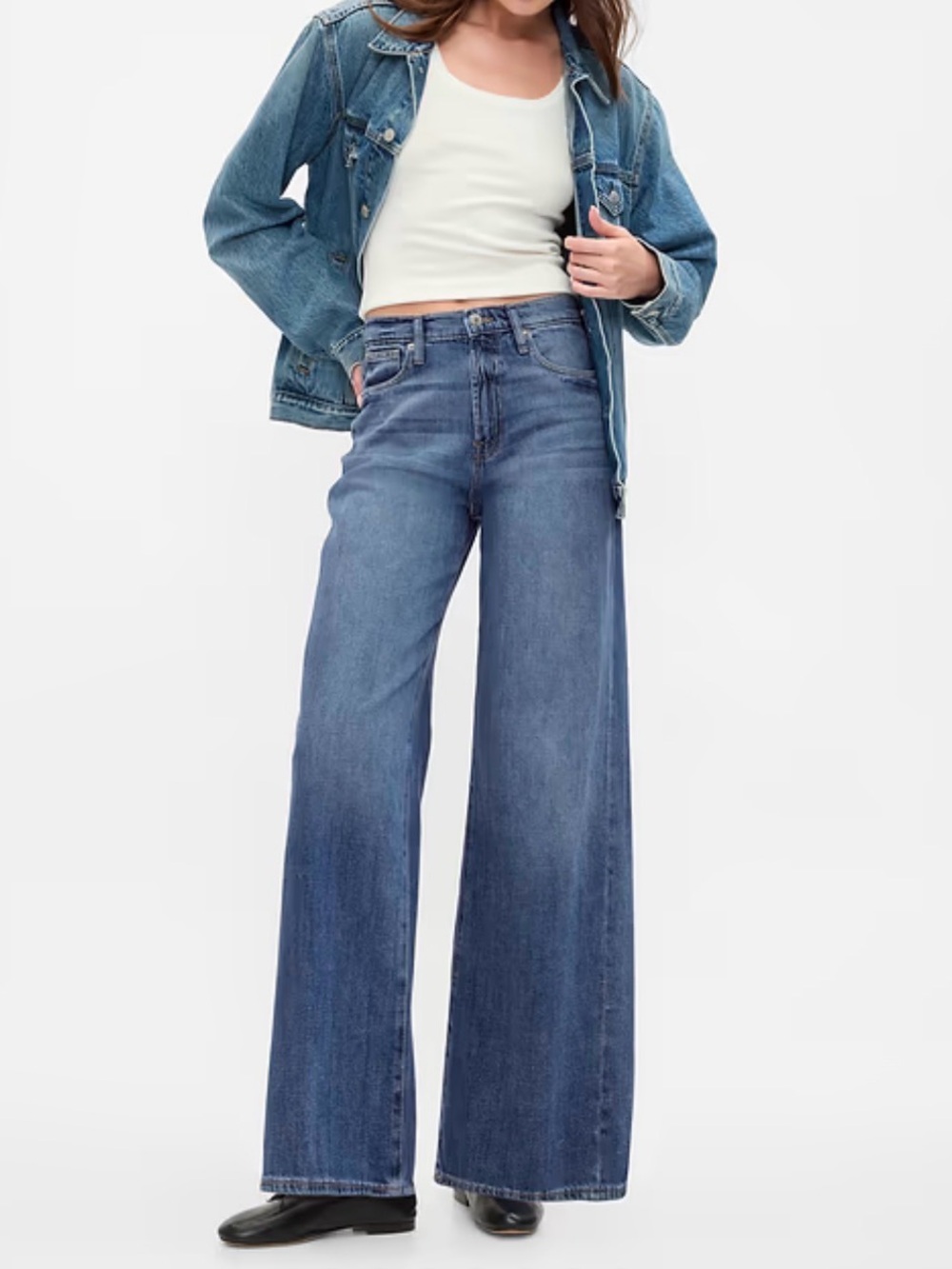 NEW Gap Factory Denim High Rise Wide Leg Medium Wash Jeans